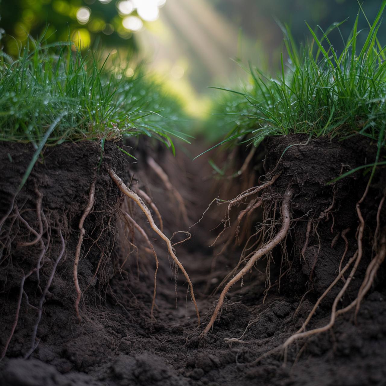Lawn with improved soil texture